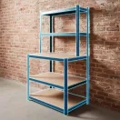 Műhelypolc, Humberg HR-855, fekete, 180 x 100 x 60 cm, 5 polcos, acél, MDF polclapok, állítható polcmagasság, teherbírás: 265 kg/polc