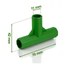 Növénytámasz csatlakozó, Plonos PL-941, zöld, átmérő: 1, 1 cm, 3-as típus, T alakú, 70 mm magas, PE műanyag, 4 db-os csomag (TE494140)