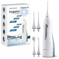   Akkumulátoros szájzuhany, Berdsen ClearJet X3, fehér, 3 üzemmód, 150 ml, impulzusok száma: 1400/perc, maximum 6,2 bar, 360°-os fej, IPX7 vízálló