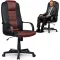 Irodai szék, Sofotel 518B, fekete/barna, 109–118 cm, ergonomikus, dönthető, gázliftes magasságállítás, mikrohálós, műbőr betétekkel, 120 kg teherbírás