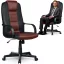 Irodai szék, Sofotel 518B, fekete/barna, 109–118 cm, ergonomikus, dönthető, gázliftes magasságállítás, mikrohálós, műbőr betétekkel, 120 kg teherbírás
