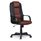 Irodai szék, Sofotel 518B, fekete/barna, 109–118 cm, ergonomikus, dönthető, gázliftes magasságállítás, mikrohálós, műbőr betétekkel, 120 kg teherbírás
