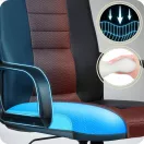 Irodai szék, Sofotel 518B, fekete/barna, 109–118 cm, ergonomikus, dönthető, gázliftes magasságállítás, mikrohálós, műbőr betétekkel, 120 kg teherbírás