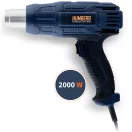 Elektromos hőlégfúvó, Humberg HM-290, kék, 2000 W, 350–600 °C hőfok, 300 l/perc - 500 l/perc, 4 cserélhető fúvóka, gumírozott markolat