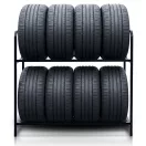 Gumiabroncs tartóállvány, Humberg HM-386, fekete, 120 x 109 x 45 cm, 2 polcos, 8 db kapacitás, acél és alumínium, teherbírás: 150 kg/polc