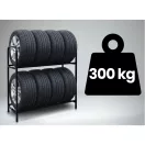 Gumiabroncs tartóállvány, Humberg HM-386, fekete, 120 x 109 x 45 cm, 2 polcos, 8 db kapacitás, acél és alumínium, teherbírás: 150 kg/polc