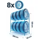 Gumiabroncs tartóállvány, Humberg HM-386, fekete, 120 x 109 x 45 cm, 2 polcos, 8 db kapacitás, acél és alumínium, teherbírás: 150 kg/polc