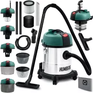   Ipari száraz-nedves porszívó, Humberg HM-400, ezüst, 1200 W, 16 kPa, tartály: 20 l, 1,8 m szívótömlő, HEPA szűrő, tápkábel: 345 cm