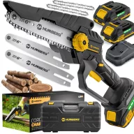   Akkumulátoros láncfűrész, Humberg HM-421, mini, fekete/sárga, 2 x 2 Ah 21 V Li-Ion, vezetősín: 15 cm, 8, 2 m/s láncsebesség, akkumulátorral, töltővel (TE542100)