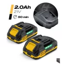 Akkumulátoros láncfűrész, Humberg HM-421, mini, fekete/sárga, 2 x 2 Ah 21 V Li-Ion, vezetősín: 15 cm, 8, 2 m/s láncsebesség, akkumulátorral, töltővel (TE542100)