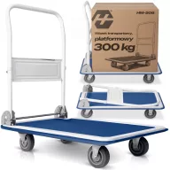   Kézikocsi, Humberg HM-506, kék/fehér, 90 x 87 x 60 cm, acél váz, csúszásgátló PVC platform, lehajtható fogantyú, teherbírás: 300 kg