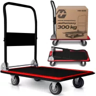   Kézikocsi, Humberg HM-506, fekete/piros, 90 x 87 x 60 cm, acél váz, csúszásgátló PVC platform, lehajtható fogantyú, teherbírás: 300 kg