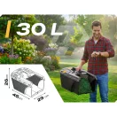 Elektromos fűnyíró, Humberg HM-612, szürke/fekete, vágásszélesség: 34 cm, 1400 W, 230 V / 50 Hz, 30 l gyűjtőkosár