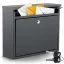 Postaláda, Humberg HM-860, fekete, 37,5 × 30 × 12 cm, galvanizált acél, porszórt, elölről bedobó, csendes, zár 2 kulccsal, időjárásálló