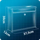 Postaláda, Humberg HM-860, fekete, 37,5 × 30 × 12 cm, galvanizált acél, porszórt, elölről bedobó, csendes, zár 2 kulccsal, időjárásálló