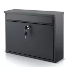 Postaláda, Humberg HM-860, fekete, 37,5 × 30 × 12 cm, galvanizált acél, porszórt, elölről bedobó, csendes, zár 2 kulccsal, időjárásálló