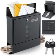   Postaláda, Humberg HM-861, antracit, 34 x 30,5 x 10 cm, galvanizált acél, időjárásálló, újságtartóval, zár 2 kulccsal