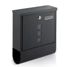 Postaláda, Humberg HM-861, antracit, 34 x 30,5 x 10 cm, galvanizált acél, időjárásálló, újságtartóval, zár 2 kulccsal