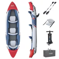   Felfújható kajak, BESTWAY Hydro-Force Rapid X3, fehér/kék, 381 x 100 cm (3 személyes), PVC, evezővel, pumpával, hordtáskával, javítótapasszal, teherbírás: 280 kg (65132)