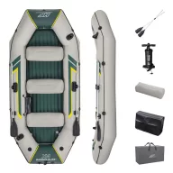   Felfújható gumicsónak, BESTWAY Hydro-Force Ranger Elite X4, szürke, 320 x 148 cm (4 személyes), evezőkkel, pumpával, párnával, hordtáskával, javítótapasszal (65157)