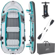   Felfújható gumicsónak, BESTWAY Hydro-Force Adventure Elite X5, fehér, 364 x 166 cm (5 személyes), evezőkkel, pumpával, hordtáskával, javítótapasszal (65159)