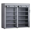 Mobil cipőtároló szekrény, Massido, 10 polcos, 120 x 30 x 110 cm, sötétszürke, cipzáras védőhuzattal, acél vázzal (TE680500)