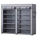 Mobil cipőtároló szekrény, Massido, 10 polcos, 120 x 30 x 110 cm, sötétszürke, cipzáras védőhuzattal, acél vázzal (TE680500)