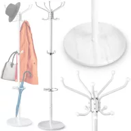   Álló ruhafogas, Massido 684101, fehér, magasság: 176 cm, 14 akasztó, márvány talp, acél váz, 360°-ban forgatható, esernyőtartóval, teherbírás: 20 kg