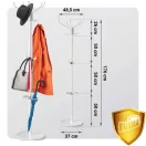 Álló ruhafogas, Massido 684101, fehér, magasság: 176 cm, 14 akasztó, márvány talp, acél váz, 360°-ban forgatható, esernyőtartóval, teherbírás: 20 kg