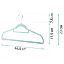 Vállfa szett, Massido MS-859, menta, velúr bevonat, 44,5 × 15,5 cm, forgatható acél akasztó, 20 db-os szett