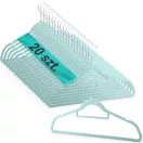 Vállfa szett, Massido MS-859, menta, velúr bevonat, 44,5 × 15,5 cm, forgatható acél akasztó, 20 db-os szett