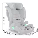 Autósülés, Nukido Louis, világosszürke, 15–36 kg / 100–150 cm, Isofix, i-Size (ECE R129), 12 fokozatú fejtámla, 2 fokozatú döntés, mosható huzat, oldalsó védelem