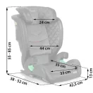 Autósülés, Nukido Louis, szürke, 15–36 kg / 100–150 cm, Isofix, i-Size (ECE R129), 12 fokozatú fejtámla, 2 fokozatú döntés, mosható huzat, oldalsó védelem