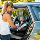 Autósülés, Nukido Prestige Line, kék, 0–36 kg / 40-150 cm, Isofix, i-Size (ECE R129), 12 fokozatú fejtámla, 5 fokozatú döntés, csecsemőbetét, 360°-ban fordítható