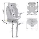 Autósülés, Nukido Prestige Line, világosszürke, 0–36 kg / 40-150 cm, Isofix, i-Size (ECE R129), 12 fokozatú fejtámla, 5 fokozatú döntés, csecsemőbetét, 360°-ban forgatható