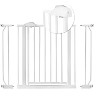   Biztonsági kapu, babarács, Nukido 718100, fehér, szélesség: 75-105 cm, magasság: 78 cm, egykezes nyitás, dupla zár, kétirányú nyílás, fém és műanyag (TE718100)