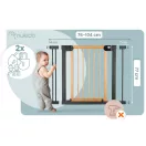 Biztonsági kapu, babarács, Nukido 718200, fekete, szélesség: 76-104 cm, magasság: 77 cm, egykezes nyitás, dupla zár, kétirányú nyílás, fém és fa (TE718200)