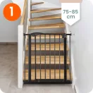Biztonsági kapu, babarács, Nukido 718300, fekete, szélesség: 75-115 cm, magasság: 78 cm, egykezes nyitás, dupla zár, kétirányú nyílás, fém (TE718300)