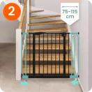 Biztonsági kapu, babarács, Nukido 718300, fekete, szélesség: 75-115 cm, magasság: 78 cm, egykezes nyitás, dupla zár, kétirányú nyílás, fém (TE718300)
