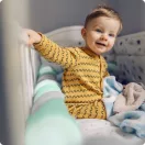 Rácsvédő kiságyba, Ricokids, zöld/szürke, 300 x 11,5 cm, kék-szürke, antiallergén, mosható, puha tapintású