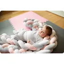Rácsvédő kiságyba, Ricokids, rózsaszín/szürke, 300 x 11,5 cm, kék-szürke, antiallergén, mosható, puha tapintású