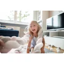 Rácsvédő kiságyba, Ricokids, zöld/rózsaszín/lila, 300 x 11,5 cm, kék-szürke, antiallergén, mosható, puha tapintású
