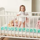 Rácsvédő kiságyba, Ricokids, zöld, 300 x 11,5 cm, kék-szürke, antiallergén, mosható, puha tapintású