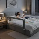 Leesésgátló ágykorlát, Nukido NK-227, szürke, 200 x 70-100 cm, acél váz, légáteresztő háló, biztonsági zár, hajtható, zsebes tároló