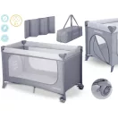 Utazó gyerekágy, Ricokids RK-240, világosszürke, 125 x 65 cm, magasság: 78 cm, levehető oldalsó bejárat, 2 fékezhető kerék, összecsukható, matraccal, teherbírás: 15 kg