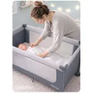 Utazó gyerekágy, Ricokids RK-240, világosszürke, 125 x 65 cm, magasság: 78 cm, levehető oldalsó bejárat, 2 fékezhető kerék, összecsukható, matraccal, teherbírás: 15 kg