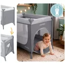Utazó gyerekágy, Ricokids RK-240, világosszürke, 125 x 65 cm, magasság: 78 cm, levehető oldalsó bejárat, 2 fékezhető kerék, összecsukható, matraccal, teherbírás: 15 kg