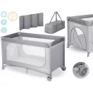 Utazó gyerekágy, Ricokids RK-240, szürke, 125 x 65 cm, magasság: 78 cm, levehető oldalsó bejárat, 2 fékezhető kerék, összecsukható, matraccal, teherbírás: 15 kg