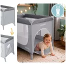 Utazó gyerekágy, Ricokids RK-240, szürke, 125 x 65 cm, magasság: 78 cm, levehető oldalsó bejárat, 2 fékezhető kerék, összecsukható, matraccal, teherbírás: 15 kg