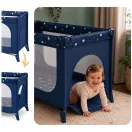 Utazó gyerekágy, Ricokids RK-240, sötétkék, 125 x 65 cm, magasság: 78 cm, levehető oldalsó bejárat, 2 fékezhető kerék, összecsukható, matraccal, teherbírás: 15 kg